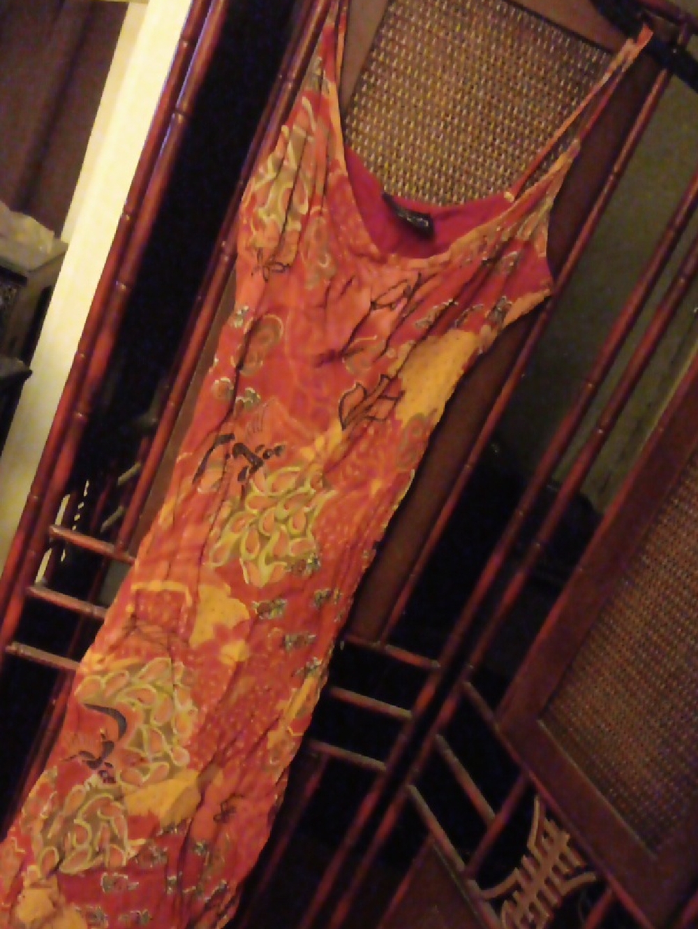 Angie Orange Floral Slip Dress with Spaghetti Straps